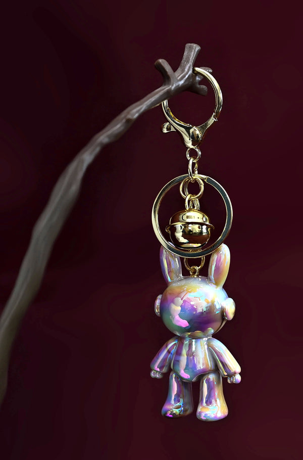 Bunny Space Astronaut Electroplated charm keychain