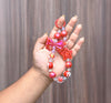 Red Elastic Phone Strap, Short Style Beaded Keychain