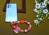 Red Elastic Phone Strap, Short Style Beaded Keychain