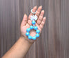 BLUE Elegant Electroplated Beaded Bow Car Keychain Phone Charm