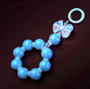 BLUE Elegant Electroplated Beaded Bow Car Keychain Phone Charm